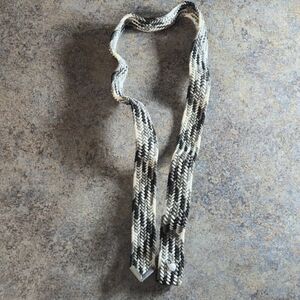 Vintage XL 80s Western Braided Chevron Cord Belt Strap Silver Tip